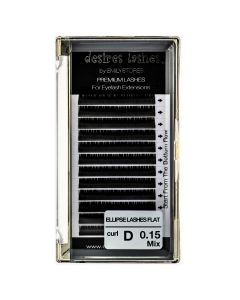 Flat Ellipse Thickness 0.15MM D Curl Length 8-14MM Mixed Sized In One Tray For Eyelash Extensions