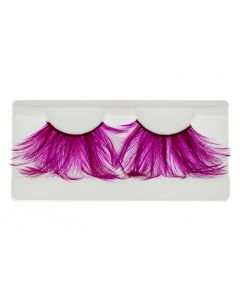 Pink Faux-Feather Costume Eye Lashes For Halloween, Dramatic Eyelashes, Party Looking, 1 Pair